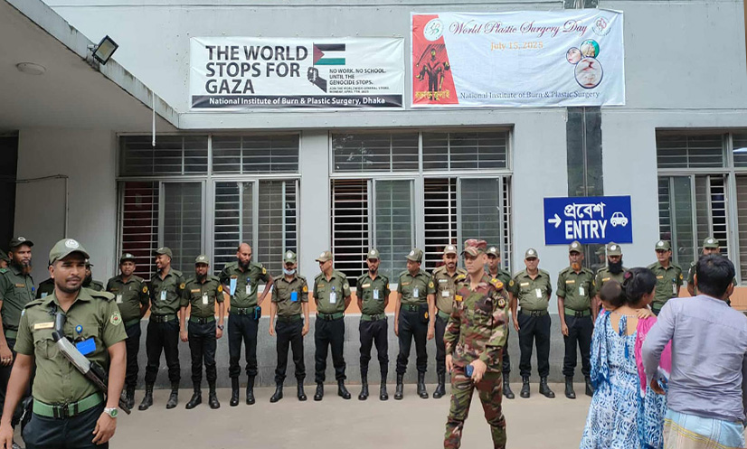 উত্তরা বিমান দুর্ঘটনা: বার্ন ইনস্টিটিউটে কঠোর নিরাপত্তা