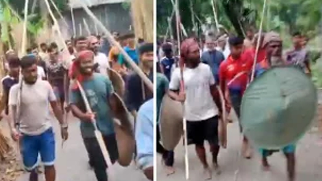 মাইকে ঘোষণা দিয়ে ঢোল বাজিয়ে ৪ গ্রামবাসীর সংঘর্ষের মহড়া