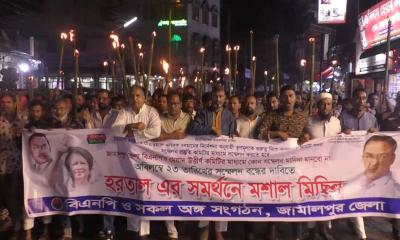 জামালপুরে বিএনপির একাংশের হরতাল, শহরে মশাল মিছিল