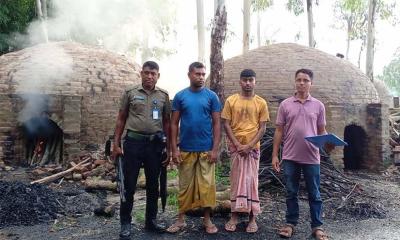 সাঘাটায় অবৈধ কয়লা কারখানায় অভিযান, আটক ২