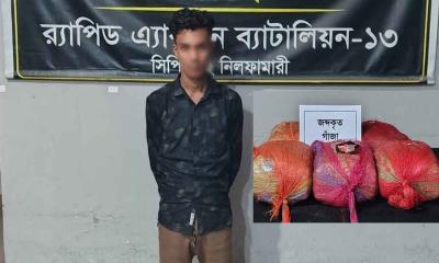 র‍্যাবের অভিযানে ২৫ কেজি গাঁজাসহ যুবক আটক