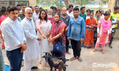 বীরগঞ্জে ক্ষুদ্র নৃ-গোষ্ঠীর মাঝে ছাগল ও উপকরণ বিতরণ
