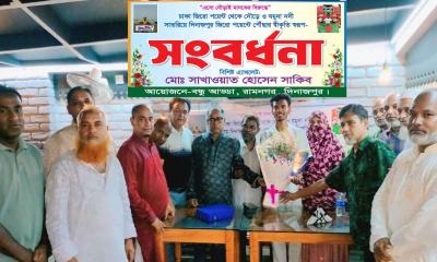 ঢাকা থেকে দিনাজপুর দৌড়ে আসা সাকিবকে সংবর্ধনা