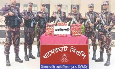 পঞ্চগড় সীমান্ত থেকে মালিকবিহীন শাড়ি আটক