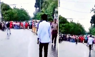 মহাখালী-তেজগাঁও সড়ক অবরোধ করে পোশাকশ্রমিকদের বিক্ষোভ