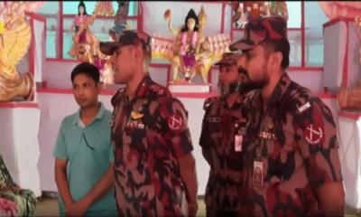 জয়পুরহাটে দুর্গাপূজা ঘিরে বিজিবির কড়া নিরাপত্তা জোরদার করা হয়েছে