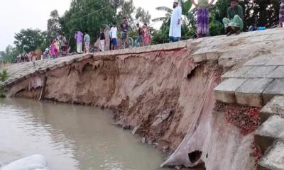 কুড়িগ্রামে তীর রক্ষা বাঁধে ধস: ঝুঁকিতে ৬০০ মিটার এলাকা