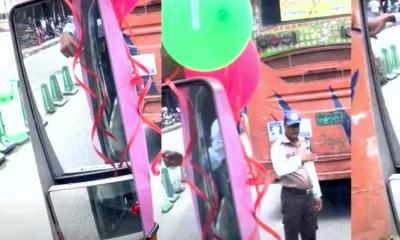 চালুর প্রথম দিনেই পিংক বাসে ধাক্কা, জরিমানা করলো ট্রাফিক পুলিশ