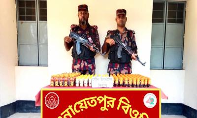 বিরল ও ঠাকুরগাঁও সীমান্তে বিজিবির অভিযানে মাদকসহ নিষিদ্ধ সিরাপ উদ্ধার