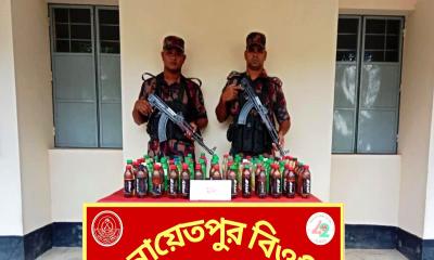 বিরল সীমান্তে বিজিবির অভিযানে ১০১ বোতল মদ উদ্ধার