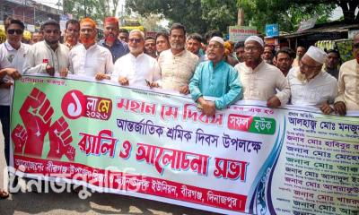 মে দিবস উদযাপনে বীরগঞ্জে শ্রমিকদের বর্ণাঢ্য র্যালি ও সভা