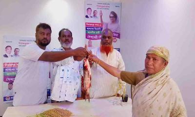 মানুষের মাঝে মাছ ও লিফলেট বিতরণ করলো দিনাজপুর মৎস্যজীবী দল