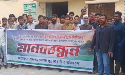 পঞ্চগড়ে বন্ধ চা কারখানা চালুর দাবিতে মানববন্ধন