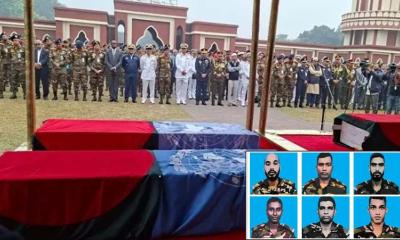 জানাজা শেষে নিহত ৬ শান্তিরক্ষী সেনার প্রতি রাষ্ট্রপতি-প্রধান উপদেষ্টার শ্রদ্ধা