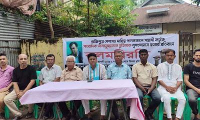 সাংবাদিক তুহিন হত্যার প্রতিবাদে সুনামগঞ্জে কলমবিরতি পালন