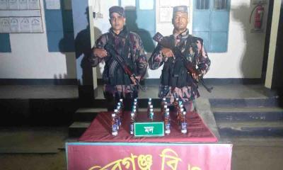 ঠাকুরগাঁওয়ের পীরগঞ্জ সীমান্তে বিজিবির বিশেষ অভিযানে ভারতীয় মদ উদ্ধার
