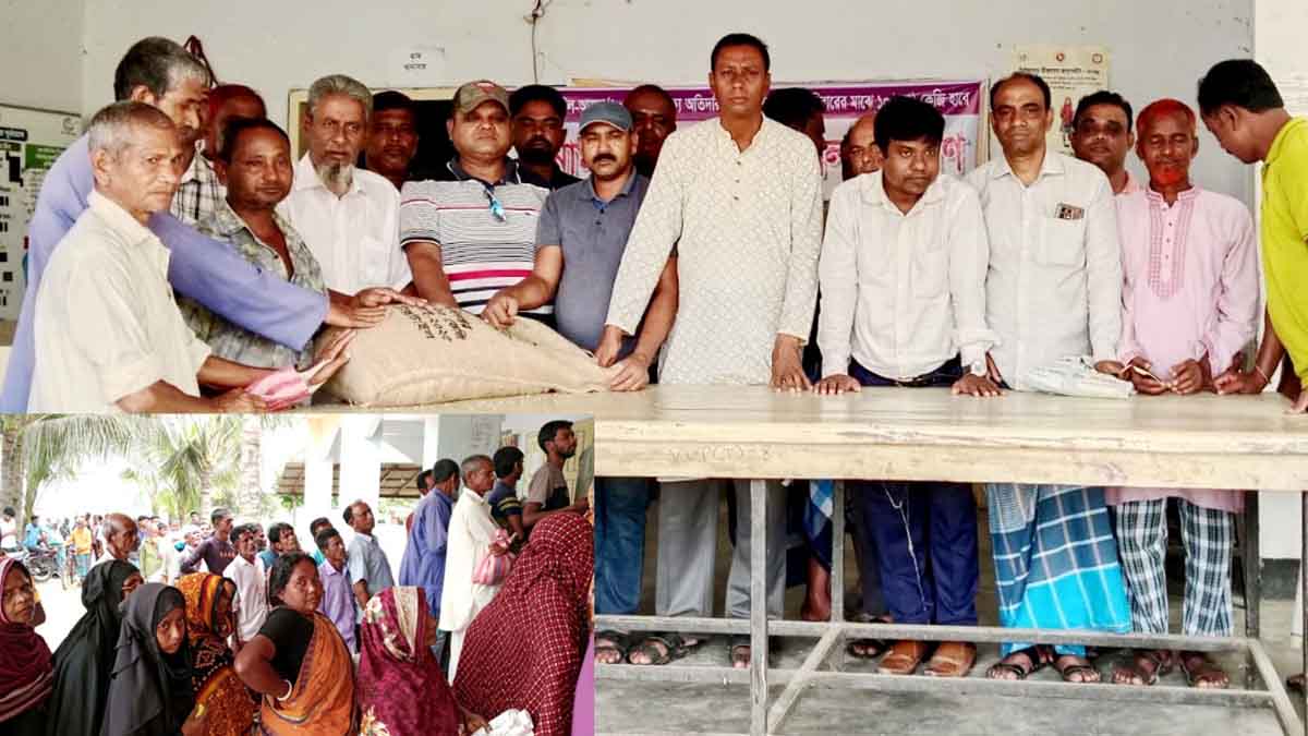 বিরল ভান্ডারা ইউনিয়নে অসহায় পরিবার পেল বিনামূল্যে চাল