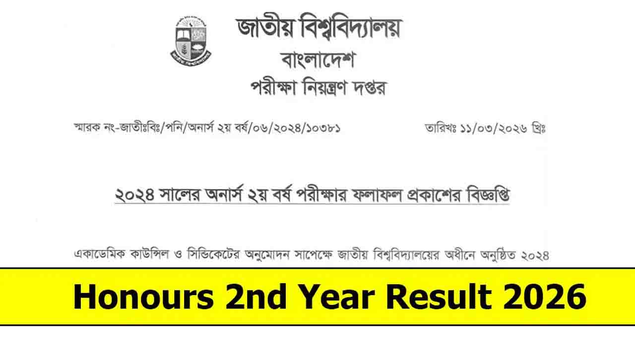 জাতীয় বিশ্ববিদ্যালয়ের অনার্স দ্বিতীয় বর্ষের ফল প্রকাশ