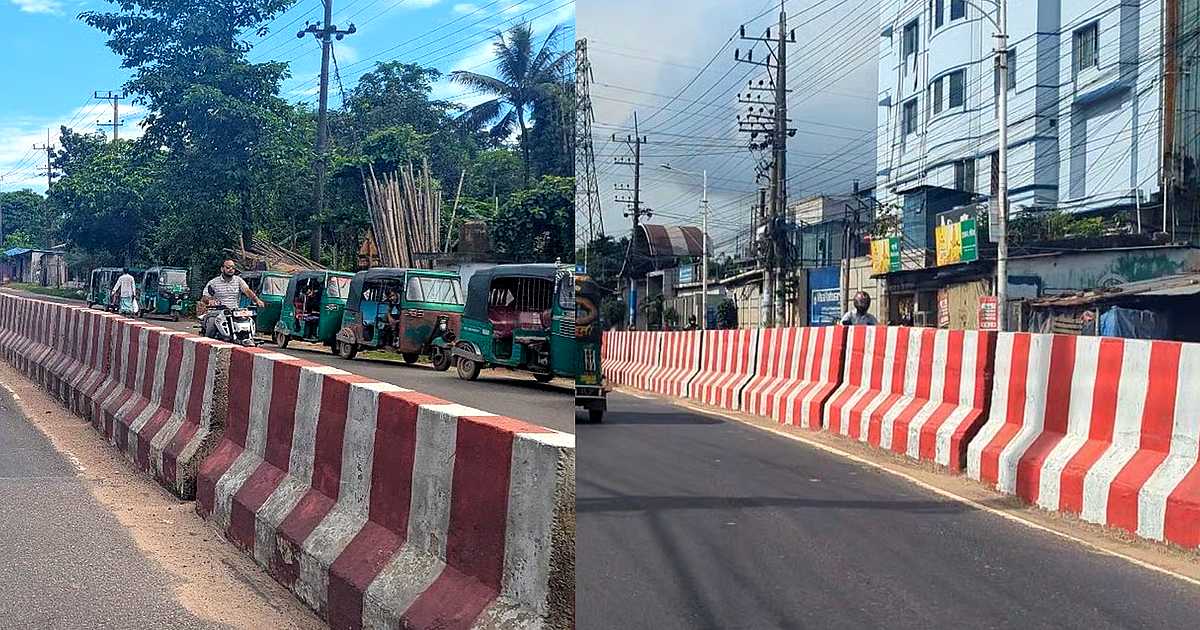 প্রধানমন্ত্রী যাবেন তাই সড়কের এক পাশেই রং
