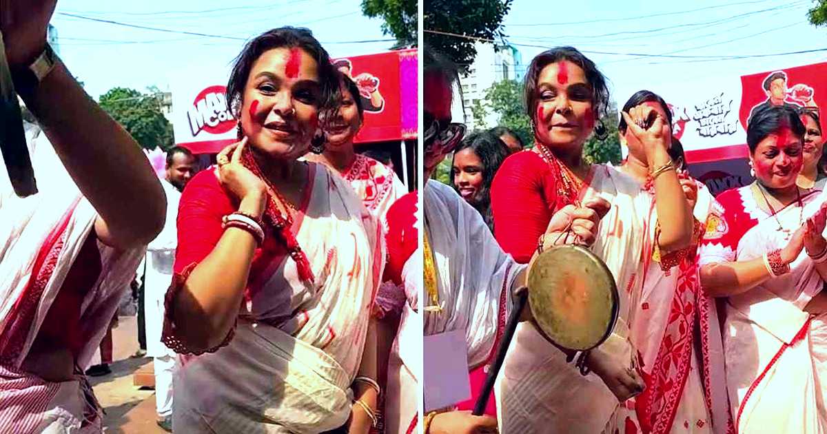 ঢাকেশ্বরী মন্দিরে সিঁদুর খেলায় অংশ নিলেন মেহের আফরোজ শাওন