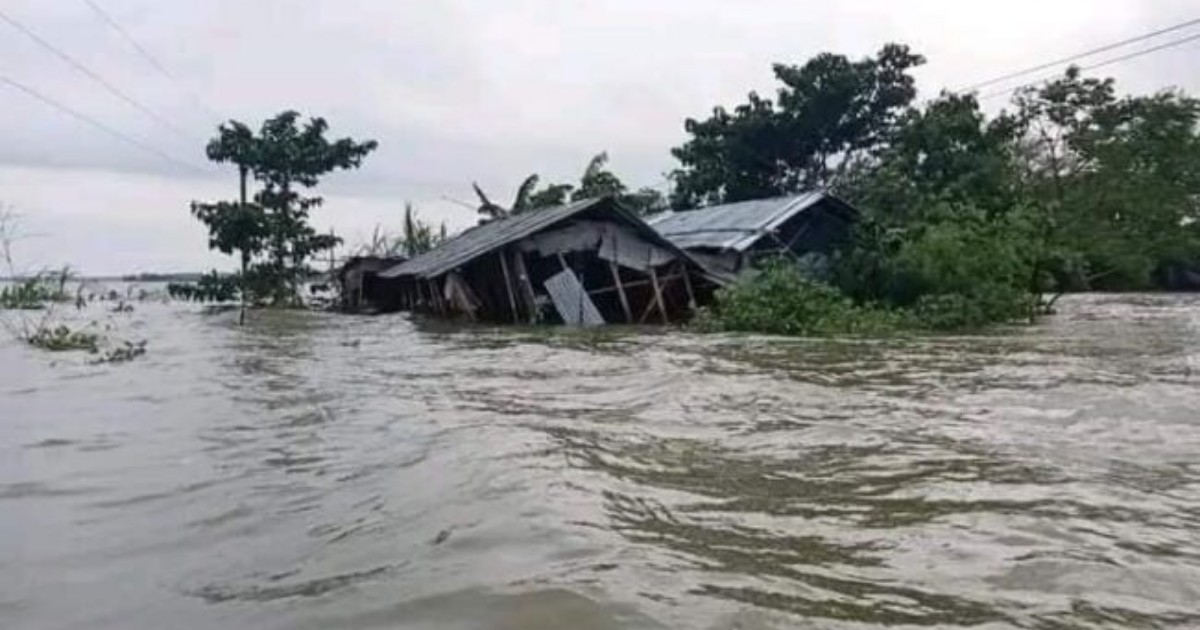 তিস্তায় পানির চাপে বাঁধ ভেঙে বিস্তীর্ণ এলাকা প্লাবিত