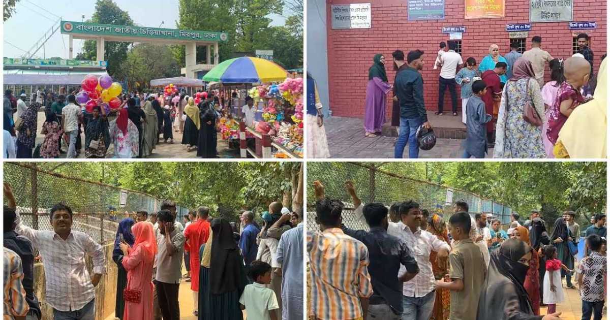 ঈদের দ্বিতীয় দিনে জাতীয় চিড়িয়াখানায় দর্শনার্থীদের উপচে পড়া ভিড়