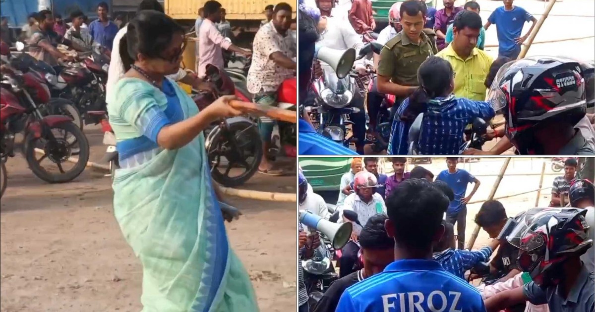 পাম্পে লাঠি হাতে ইউএনও, কষে থাপ্পড় মারলেন বাইকারকে