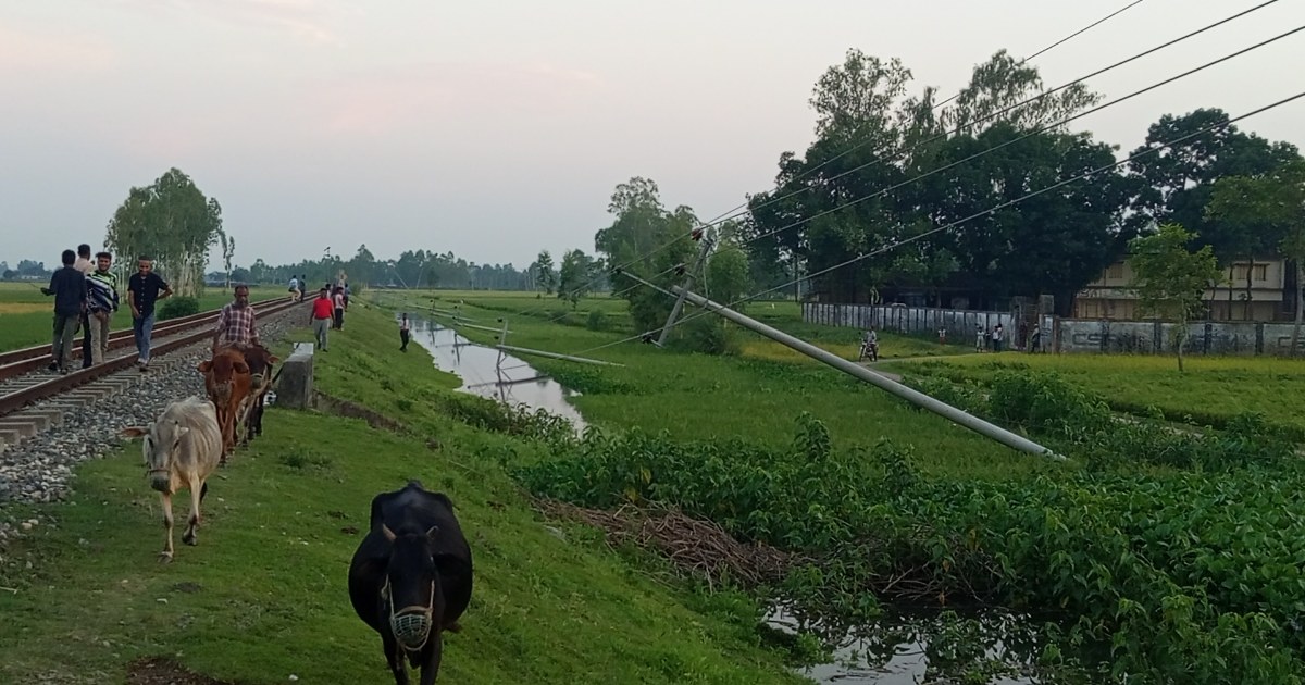 বিরলে হঠাৎ ঘূর্ণিঝড়ে ব্যাপক ক্ষয়ক্ষতি ও বিদ্যুৎ বিপর্যয়