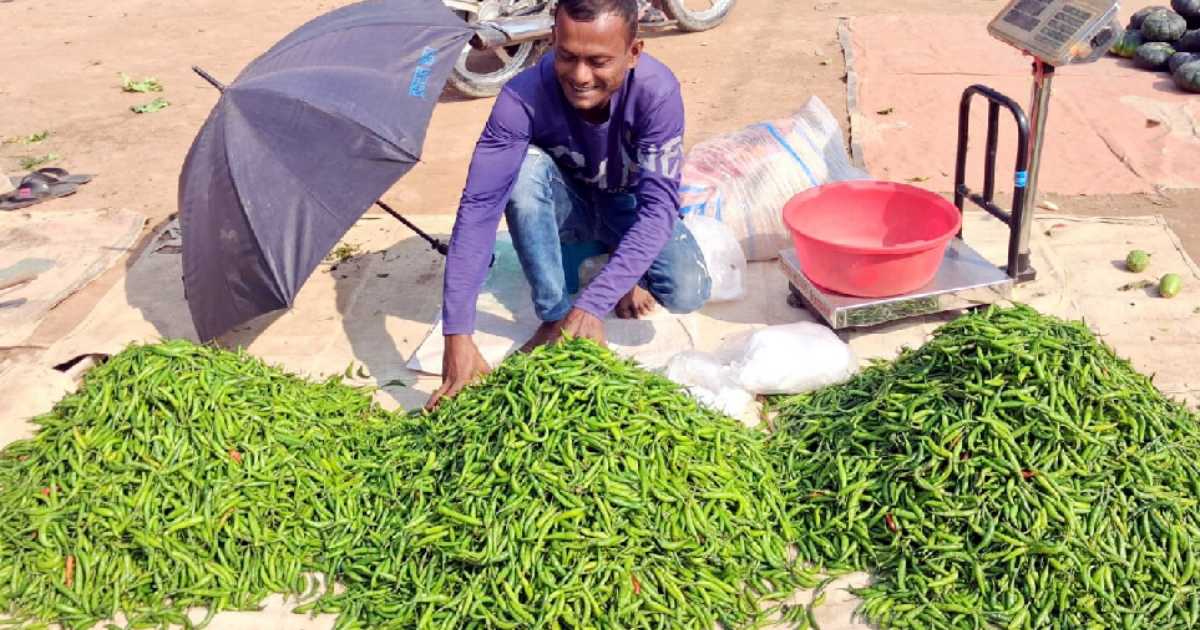 বিরামপুরে টানা বৃষ্টিতে সবজির বাজার চড়া