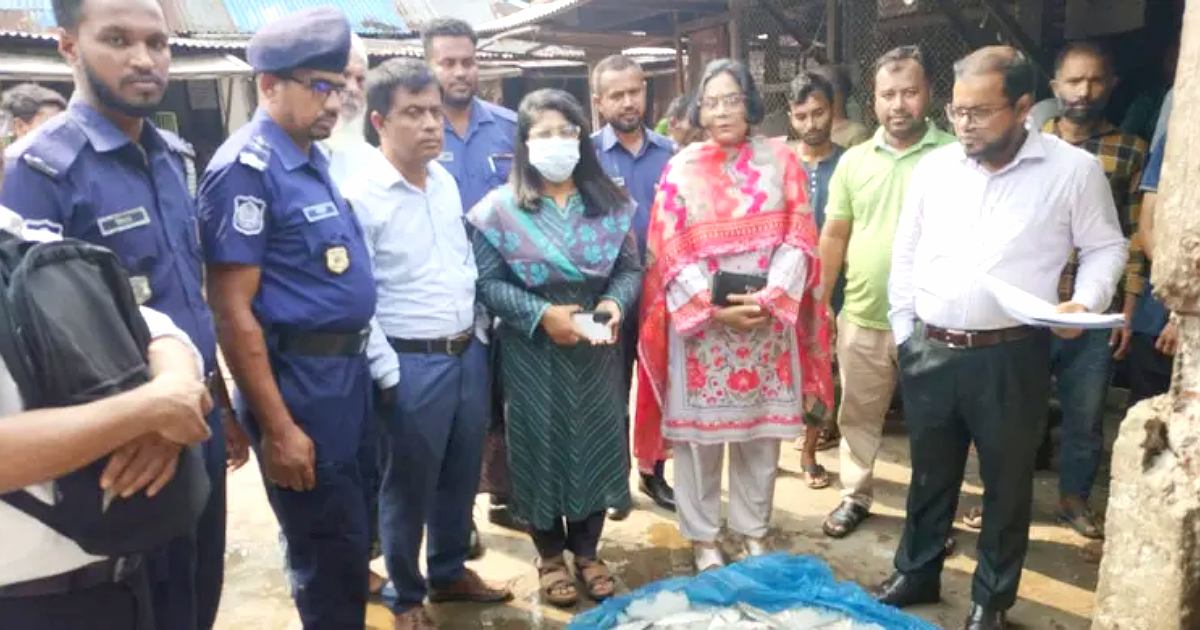 নারায়ণগঞ্জে মা ইলিশ বিক্রি করায় চারজনকে জরিমানা ও ১২০ কেজি মাছ জব্দ