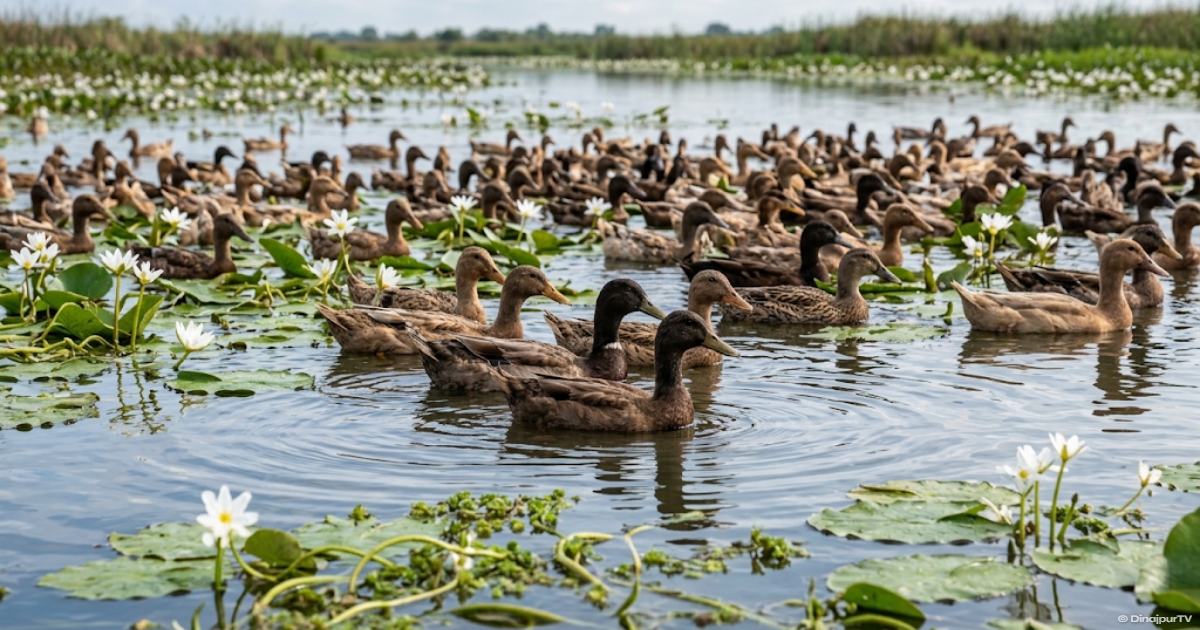 হাওরে হাঁস পালন করে মাসে লাখ টাকা লাভ আকবরের