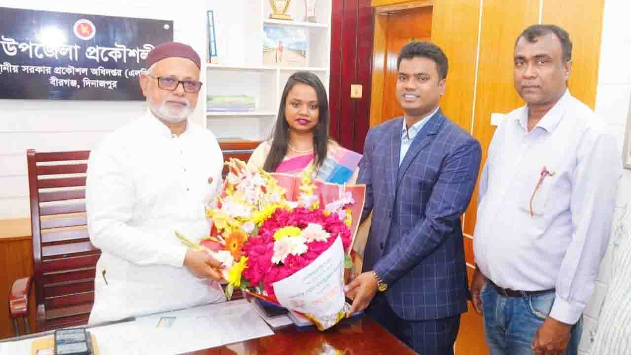 বীরগঞ্জে এমপি মনজুরুল ইসলামকে এলজিইডির শুভেচ্ছা