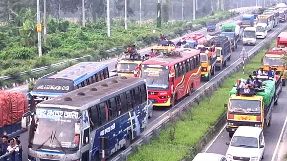 ঢাকা-টাঙ্গাইল মহাসড়কে ৪৫ কিলোমিটার যানজট