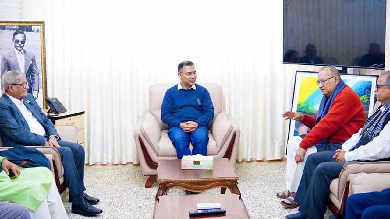 তারেক রহমানের সঙ্গে বাম জোটের শীর্ষ নেতাদের বৈঠক