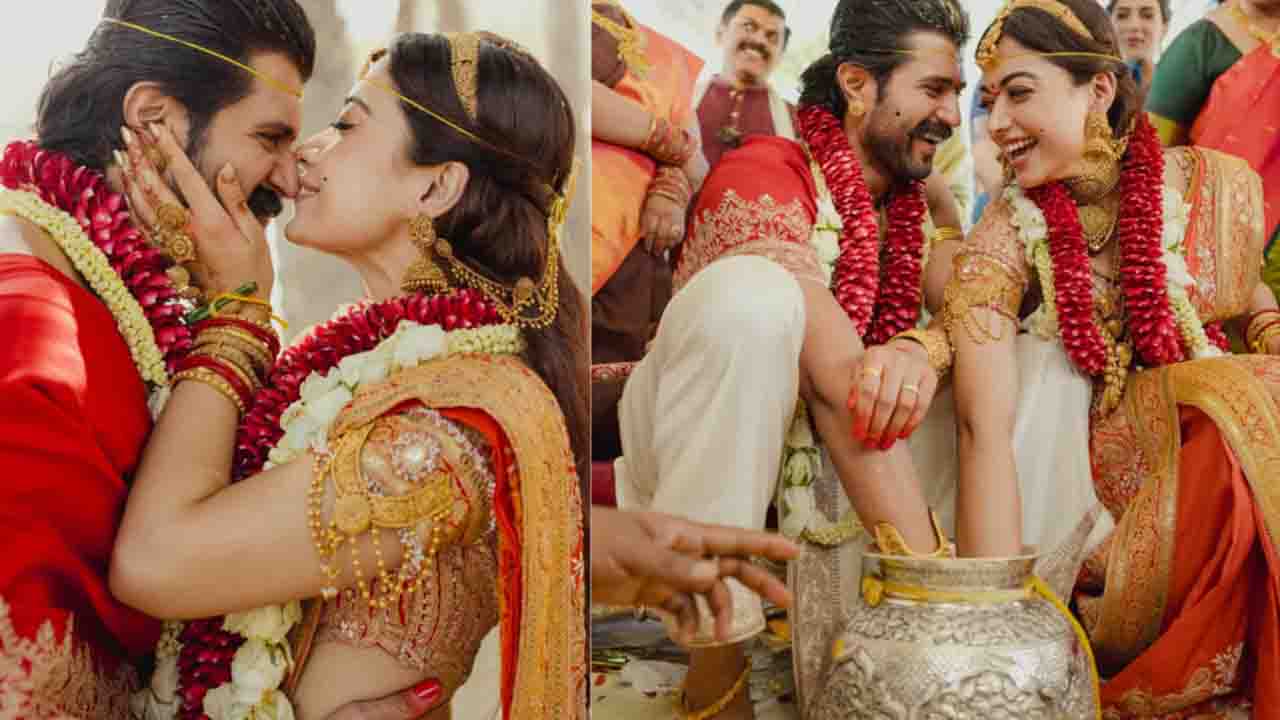 ১০ বছরের প্রেম পূর্ণতা পেল সাত পাকে বাঁধা রাশমিকা-বিজয়