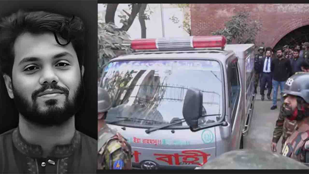 হাদির লাশ ময়নাতদন্তের জন্য সোহরাওয়ার্দী হাসপাতালে