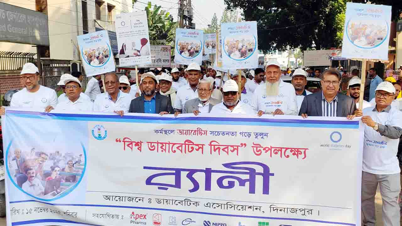 বর্ণাঢ্য র‍্যালি ও আলোচনার মধ্য দিয়ে দিনাজপুরে ‘বিশ্ব ডায়াবেটিস দিবস’ উদযাপন