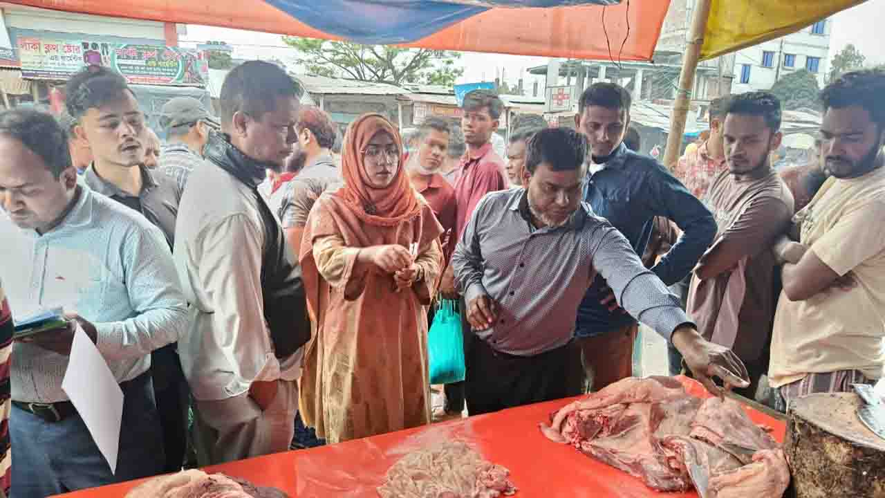 চিরিরবন্দরে অসুস্থ গরুর মাংস বিক্রি, বিক্রেতাকে জরিমানা