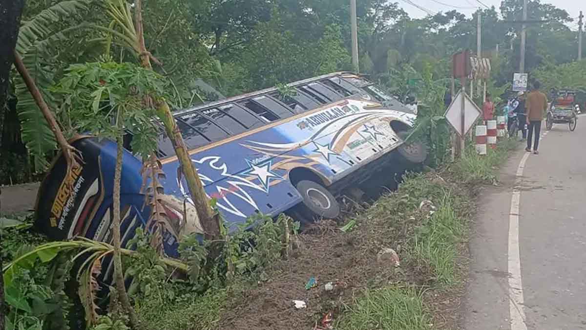 নিয়ন্ত্রণ হারিয়ে খাদে বাস, আহত অন্তত ১০